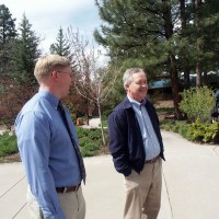 Kevin Schindler (left) and Lowell Observatory Director Robert L. Millis