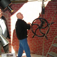 Dave Huestis and Story Musgrave in the dome of the Clark telescope