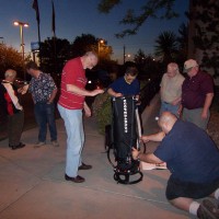 Skyscrapers assembling the rental telescope at the hotel in Albuquerque