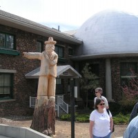 Wooden sculpture of Percival Lowell