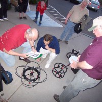 Skyscrapers assembling the rental telescope at the hotel in Albuquerque