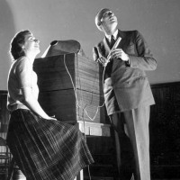 Charles Smiley demonstrates the planetarium projector