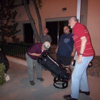 Skyscrapers assembling the rental telescope at the hotel in Albuquerque