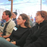 Author Bill Sheehan sits with relatives of astronomer E. E. Barnard