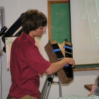 Nathan demonstrates his solar spectrograph