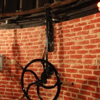 This ship's wheel restored by Jim Brenek turns the dome via  a geared track