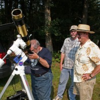 Steve Siok, Bob Horton, and Steve Hubbard observe the sun