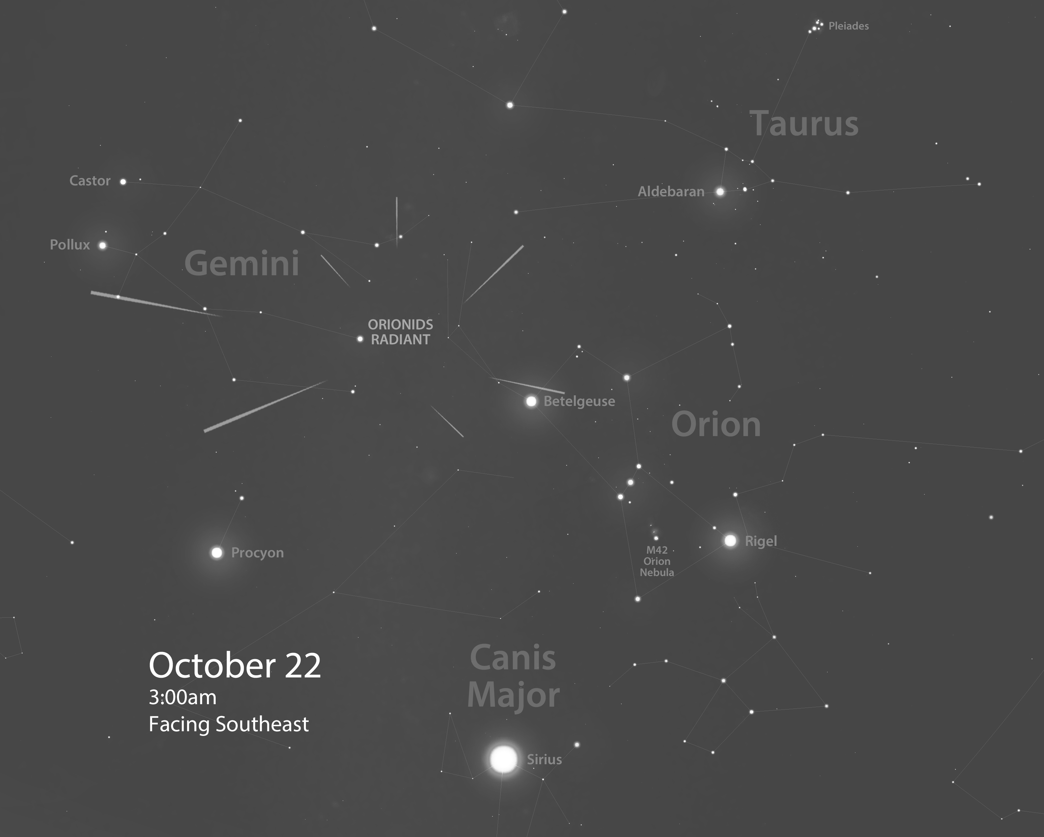 Orionids radiant star chart