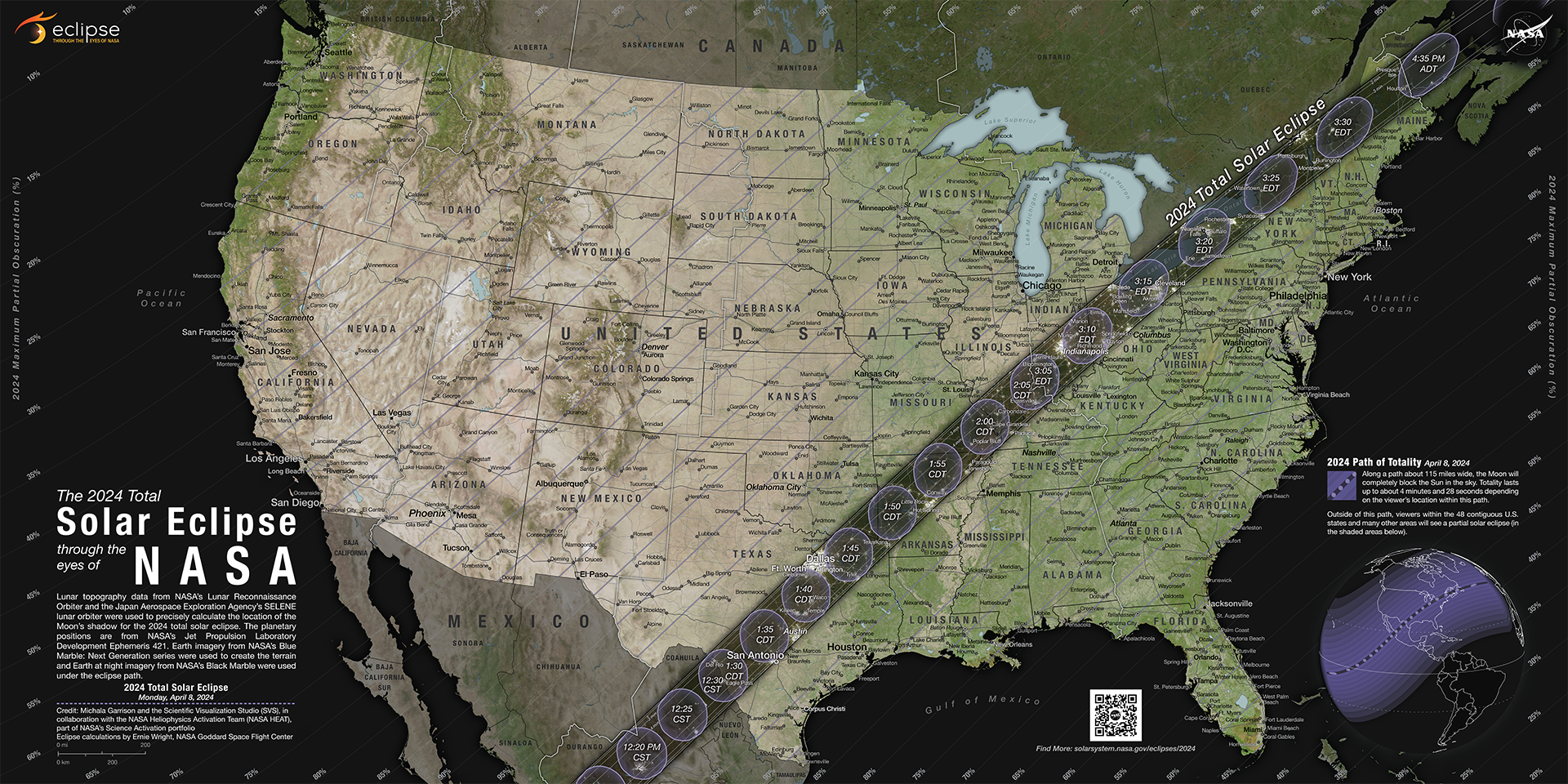 Map of 2024 April 8 solar eclipse