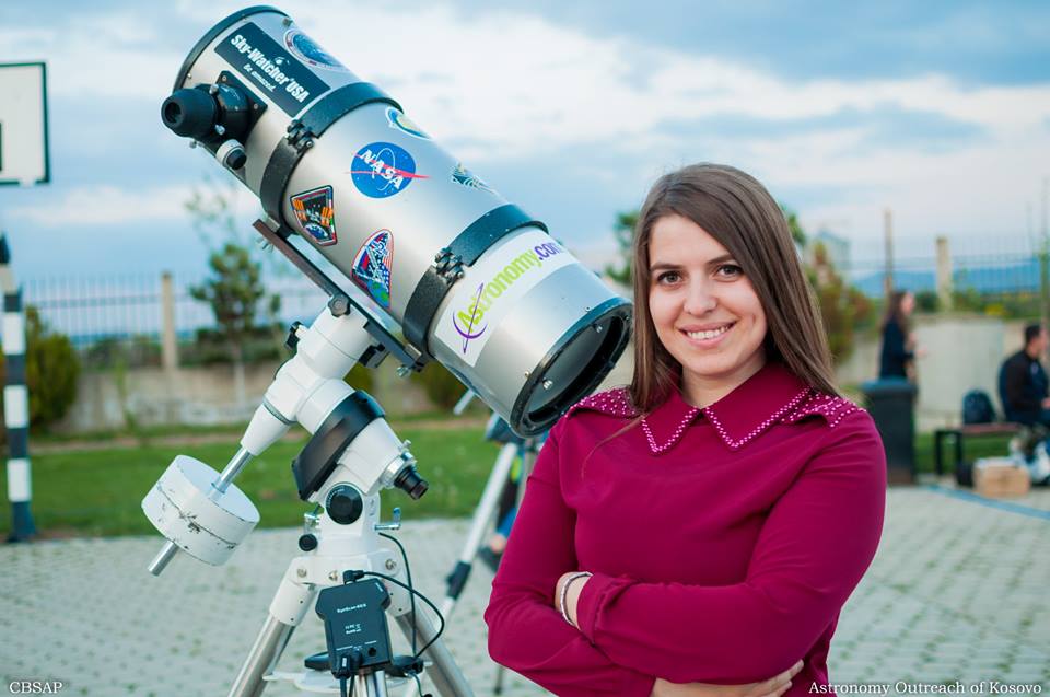 Pranvera Hyseni with her telescope