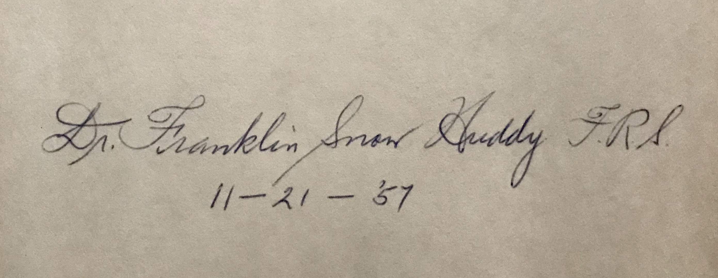 Franklin Huddy signature in a book